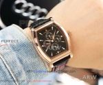 Perfect Replica Vacheron Constantin Malte 316L Rose Gold Case Black Dial Men's Chronograph Watch